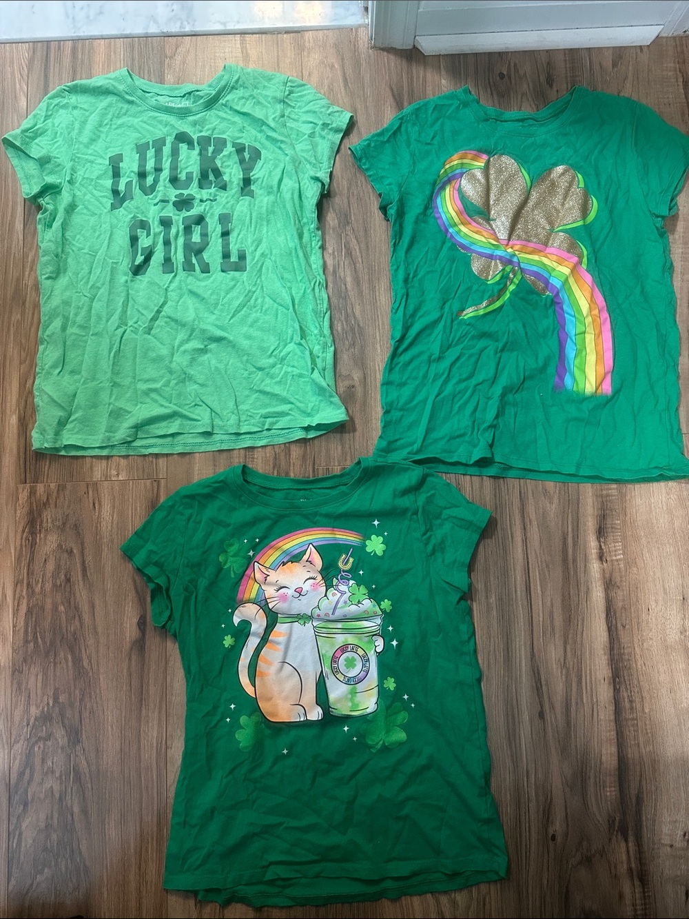 3 Girls Place Green St. Patrick's Day Graphic short sleeve tees size 14